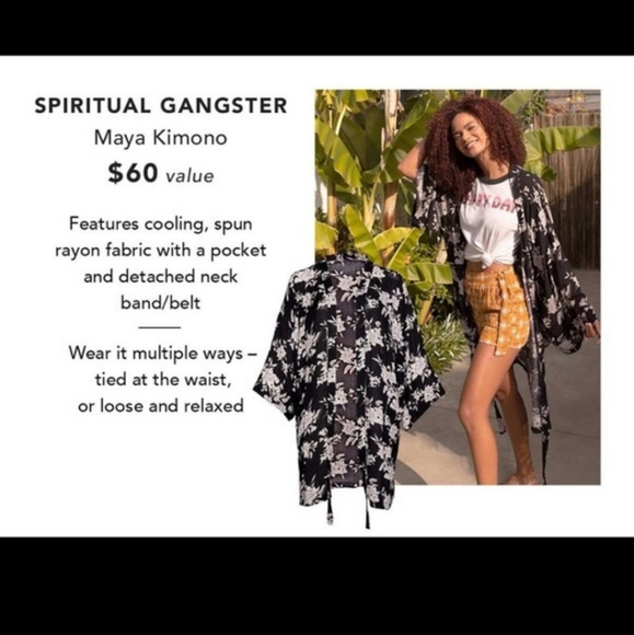 Black and White Floral Kimono - Picture 4 of 4